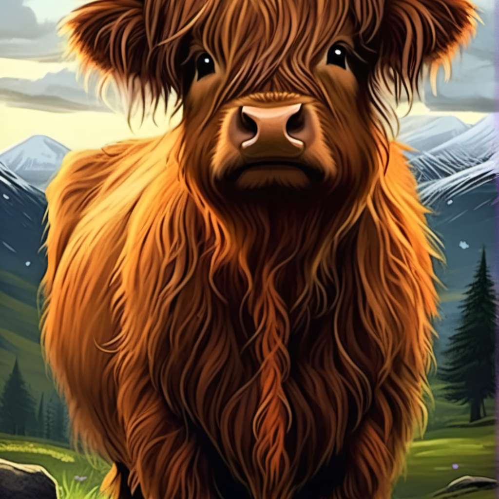 chat with ai character: cute Highland cow